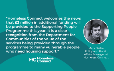 Homeless Connect welcomes £3 million in additional funding for the Supporting People Programme